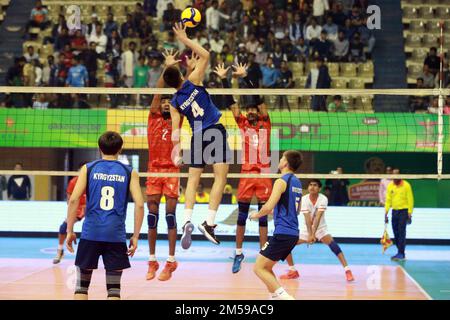 Bangabandhu Asian Central Zone U-23 Men’s International Volleyball Championship at the Shaheed Suhrawardy indoor stadium in Mirpur, Dhaka, Bangladesh. Stock Photo