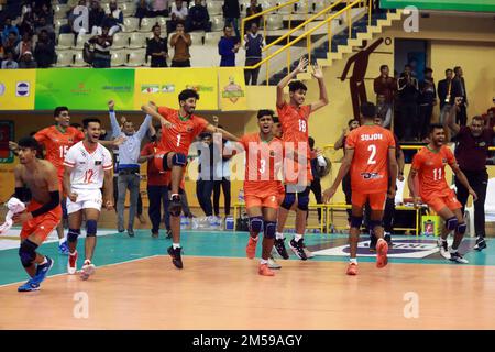 Bangabandhu Asian Central Zone U-23 Men’s International Volleyball Championship at the Shaheed Suhrawardy indoor stadium in Mirpur, Dhaka, Bangladesh. Stock Photo