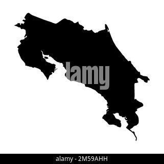 Outline blank silhouette map of the South American country of Costa Rica Stock Photo