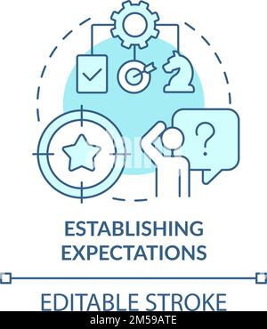 Establishing expectations turquoise concept icon Stock Vector