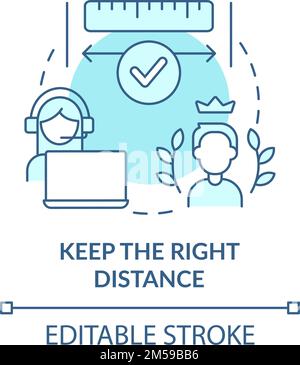 Keep right distance turquoise concept icon Stock Vector