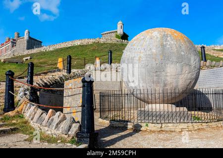 England, Dorset, Swanage, Durlston Head Country Park, The 40 tonne Portland Stone Great Globe *** Local Caption ***  Britain,British,Dorset,Durlston H Stock Photo