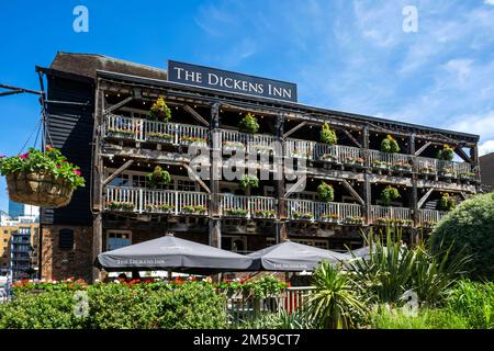 The Dickens Inn Pub, St Katharine Docks Marina, Tower Hamlets, London, England *** Local Caption ***  UK,United Kingdom,Great Britain,Britain,England, Stock Photo