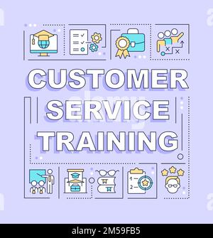 Customer service training word concepts purple banner Stock Vector
