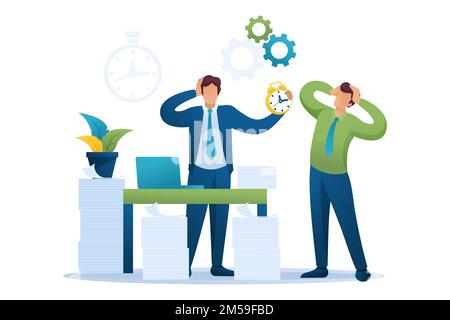 Stressful situation of the office, Time of tax payments. Flat 2D character. Concept for web design. Stock Vector