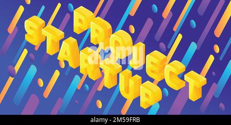 Isometry dynamic bright design with volumetric letters, 3D fonts, startup project, vector illustration for isometric. Stock Vector