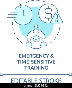 Emergency and time sensitive training turquoise concept icon Stock Vector