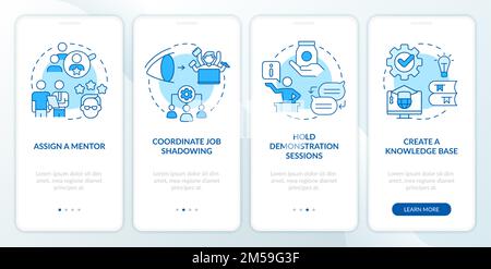 Product feature and application blue onboarding mobile app screen Stock Vector