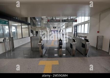 Dhaka, Bangladesh - December 27, 2022: Agargaon Metro Railway Station in Dhaka. Bangladesh's first time metro rail line project in the capital Dhaka, Stock Photo