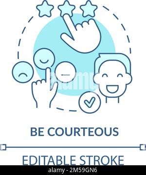 Be courteous turquoise concept icon Stock Vector