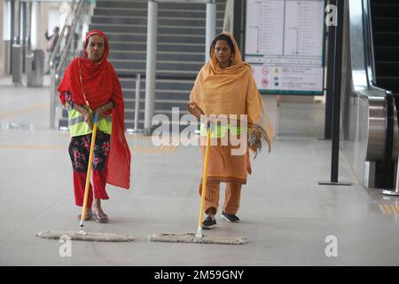 Dhaka, Bangladesh - December 27, 2022: Agargaon Metro Railway Station in Dhaka. Bangladesh's first time metro rail line project in the capital Dhaka, Stock Photo