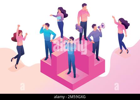 Isometric bright concept we are looking for new people to our team. Concept for web design. Stock Vector