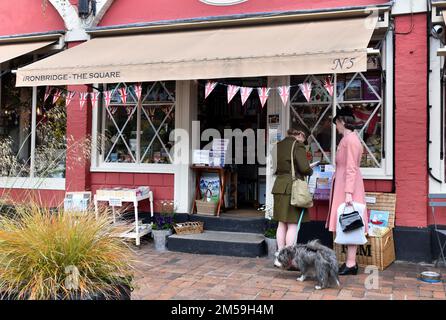 The historic town of Ironbridge got a reminder of the 1940s this weekend when world war two re-enactors from all over the Uk attended the charity even Stock Photo