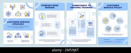 Customer service strategy blue brochure template Stock Vector