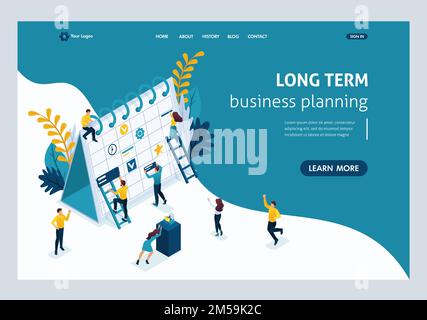 Website Template Landing page Isometric concept Creating a long-term business planning strategy. Easy to edit and customize. Stock Vector