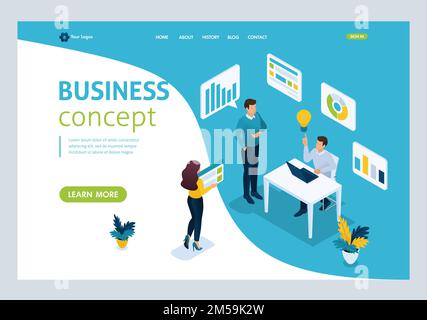 Website Template Landing page Isometric concept We bring the idea to life, idea creation, implementation. Easy to edit and customize, ui ux. Stock Vector