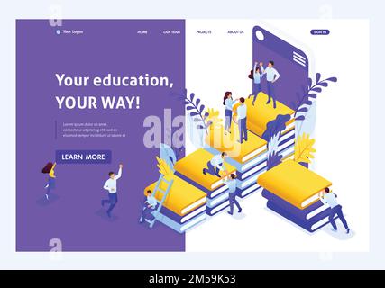 Website Template Landing page Isometric concept Your knowledge your success. Easy to edit and customize. Stock Vector