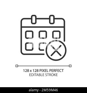 Decline event in calendar pixel perfect linear icon Stock Vector