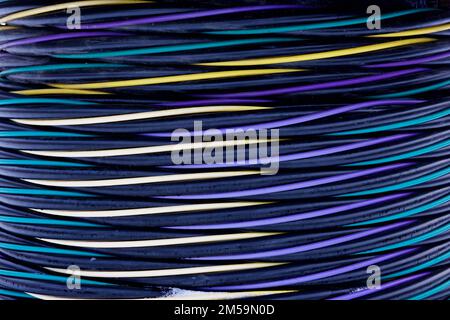 colored wires, colored background, cable Stock Photo