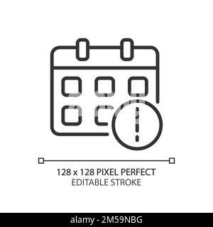 Important notification from calendar pixel perfect linear icon Stock Vector