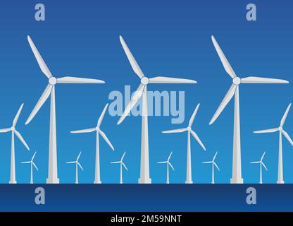 Wind turbine icon with flat design style with shadow. Renewable energy concept with windmill silhouette. Stock Vector