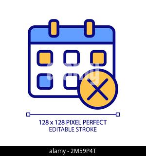 Decline event in calendar pixel perfect RGB color icon Stock Vector
