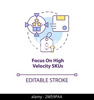 Focus on high velocity SKUs concept icon Stock Vector