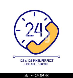 Round-the-clock support pixel perfect RGB color icon Stock Vector