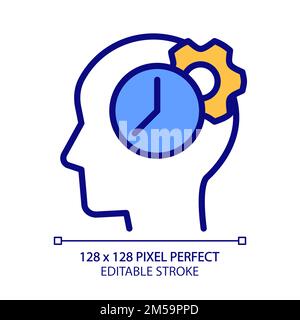 Time for thinking process pixel perfect RGB color icon Stock Vector