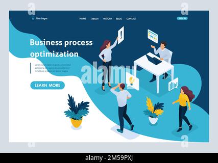 Website Template Landing page Isometric concept concept of conflict at work, the head scolds subordinates, stress, experiences. Easy to edit and custo Stock Vector