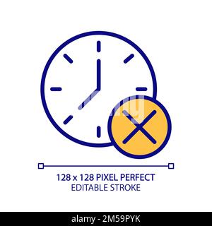 Clock with cross mark pixel perfect RGB color icon Stock Vector