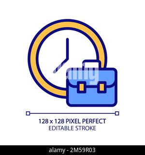 Working hours pixel perfect RGB color icon Stock Vector