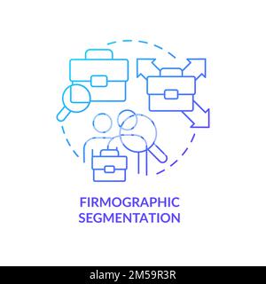 Firmographic segmentation blue gradient concept icons set Stock Vector