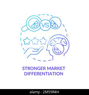 Stronger market differentiation blue gradient concept icon Stock Vector