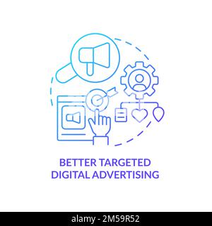 Better targeted digital advertising blue gradient concept icon Stock Vector