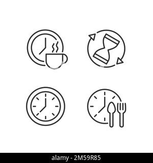 Managing time efficiently pixel perfect linear icons set Stock Vector