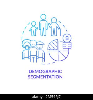 Demographic segmentation blue gradient concept icon Stock Vector