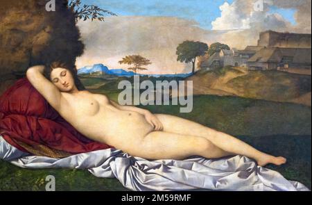 Sleeping Venus, Giorgione, Titian, circa 1508-1510, Gemaldegalerie Alte Meister, Dresden, Germany, Europe Stock Photo