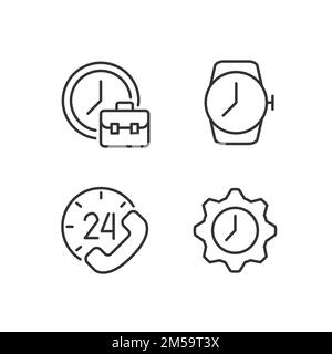 Keep track of hours pixel perfect linear icons set Stock Vector