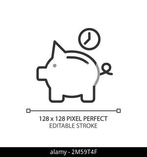 Save money for future pixel perfect linear icon Stock Vector