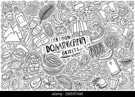 Set of Dominican Republic traditional symbols and objects Stock Vector