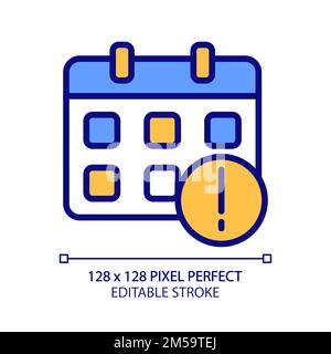 Important notification from calendar pixel perfect RGB color icon Stock Vector