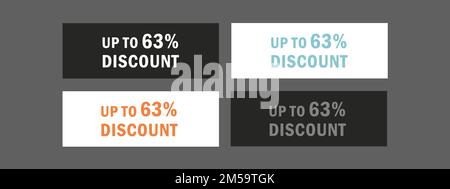 Up to 63 percent discount typography.. Super sale mega offer banner Stock Vector