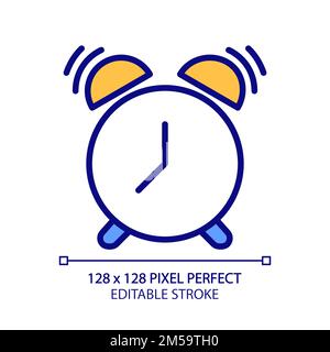 Ringing alarm clock pixel perfect RGB color icon Stock Vector