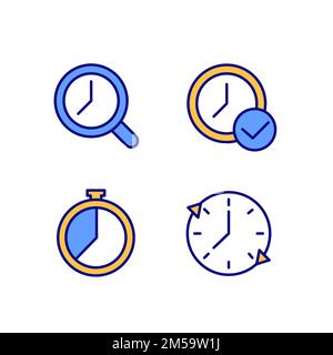Time management pixel perfect RGB color icons set Stock Vector