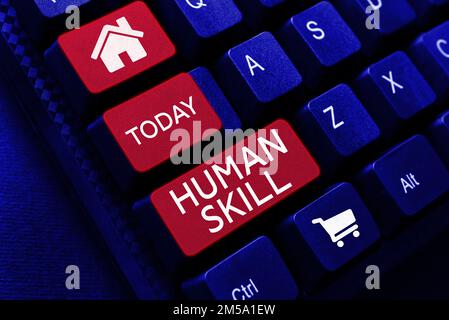 Writing displaying text Human Skill. Word for involve the ability to work well with other people individually Stock Photo