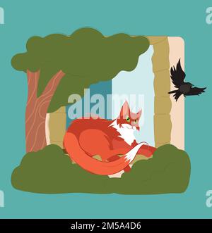 illustration vector vector image a big red cat in stripes is lying sleeping resting. Vector illustration Stock Vector
