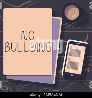 Text sign showing No Bullying. Conceptual photo stop aggressive behavior among children power imbalance Stock Photo