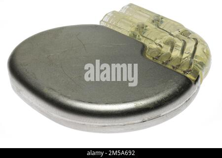 used artificial cardiac pacemaker isolated on white background Stock Photo