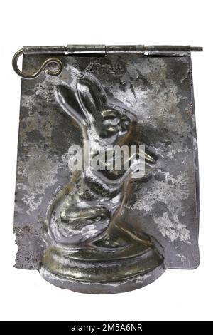 antique rabbit chocolate mold isolated on white background Stock Photo